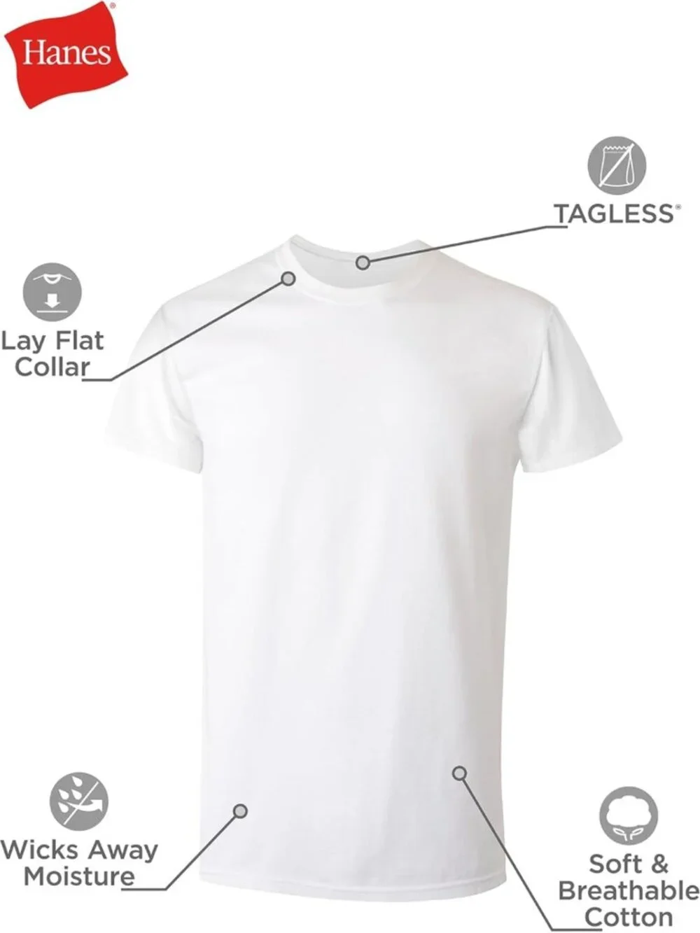 Soft Cotton Stay-Tucked Men's Undershirts, Multipack in White/Black/Assorted